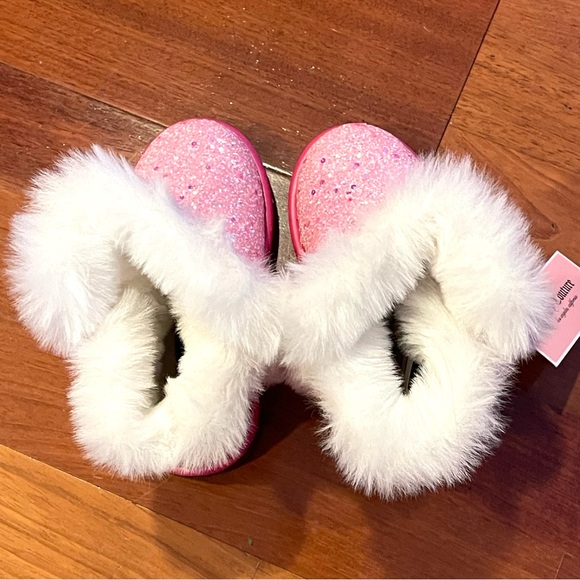 JUICY COUTURE Lil Yorba Linda Toddler Girls Ankle Boots Pink Bling Faux Fur NEW - Picture 10 of 15